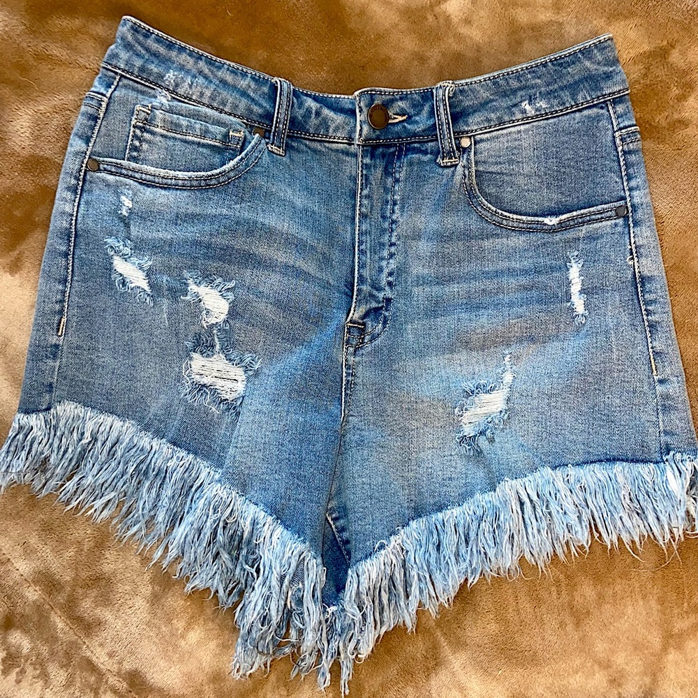 Womens Denim Frayed Jean Shorts